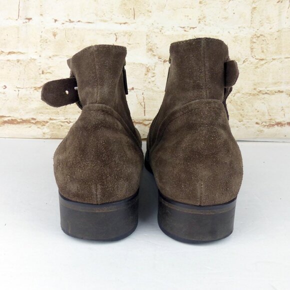 Italeau Waterproof Suede Leather Ankle Bootie Women 9 US 39.5 Brown Strap FLAW - Picture 8 of 13
